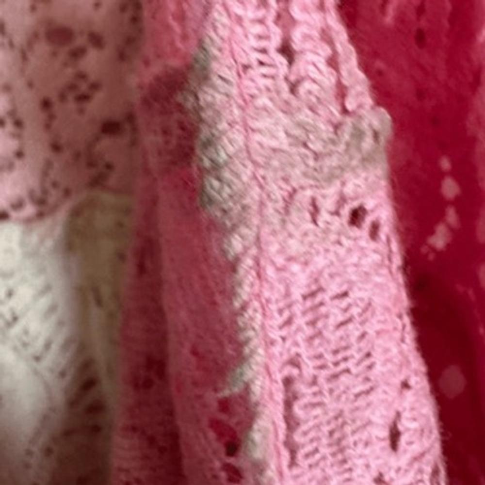 Venus Womens Long Crochet Embroidered Pink White Floral Ombre Maxi Dress sz M - Picture 13 of 13